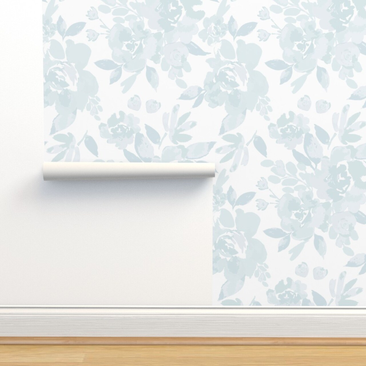 Cottagecore Floral Soft Blue Botanical Garden Bloom Meadow Pastelwildflower Custom Removable Wallpaper by Spoonflower Peel & Stick Wallpaper 2FT Wide